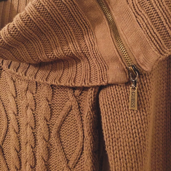 SOLD Guess Cable Knit Zip Cowl Sweater - Picture 2 of 2